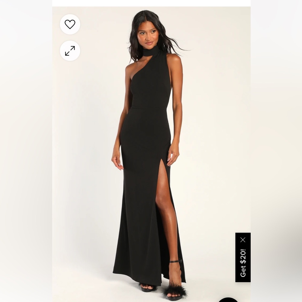 Lulus Keep It Interesting Black Asymmetrical Cutout Halter Maxi Dress
